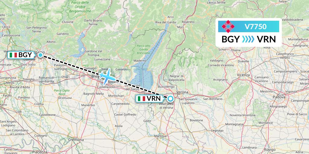 V7750 Volotea Flight Map: Milan to Verona