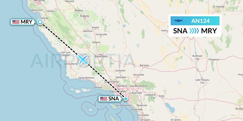 AN124 Advanced Air Flight Map: Orange County to Monterey
