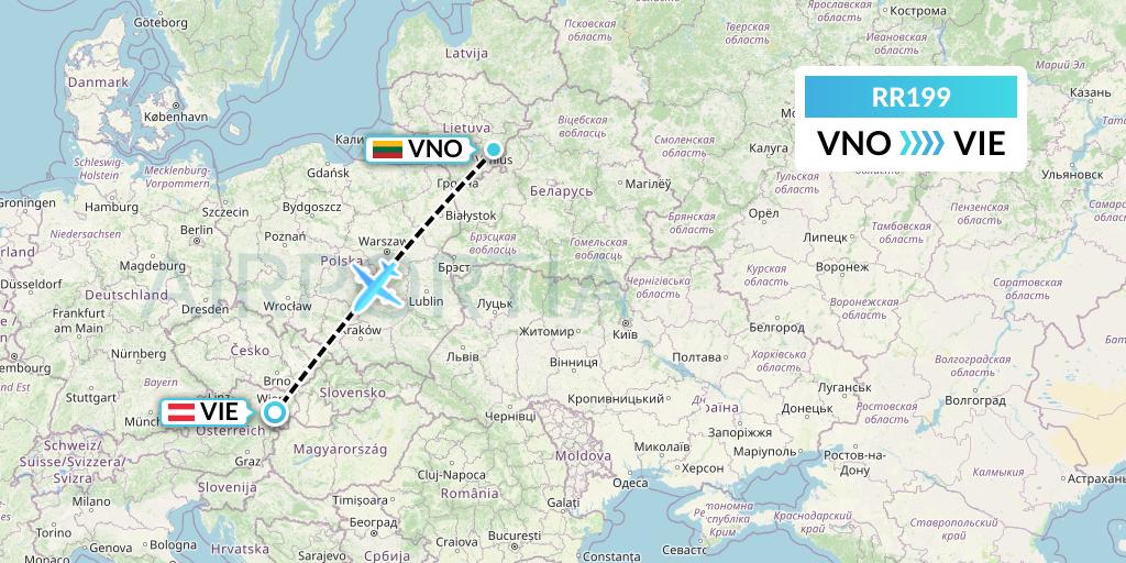 RR199 Royal Air Force Flight Map: Vilnius to Vienna