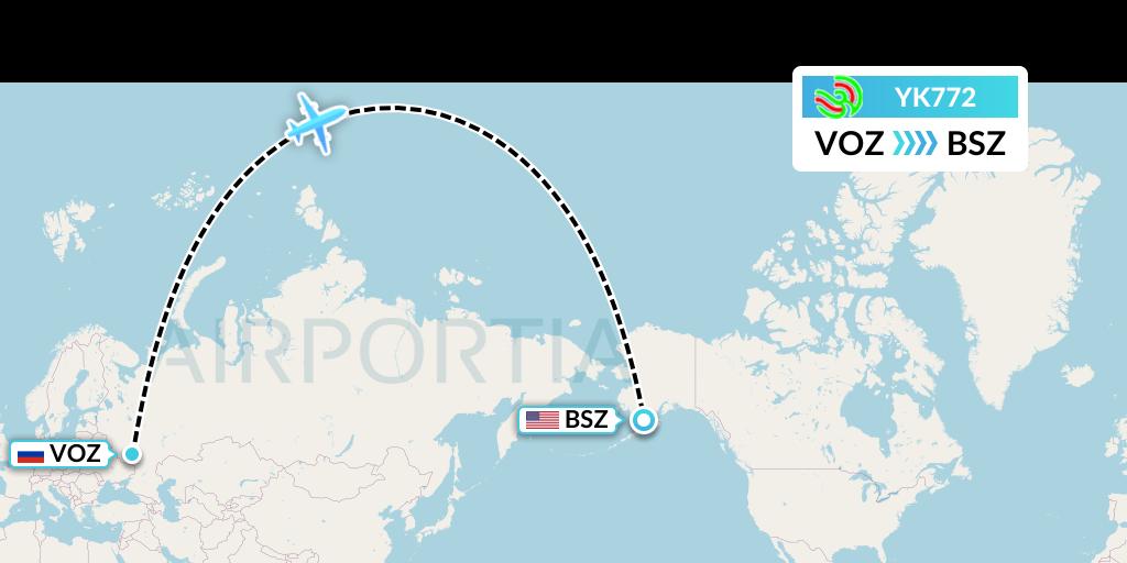 YK772 Avia Traffic Flight Map: Voronezh to Egegik