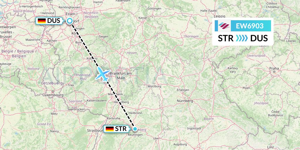 EW6903 Eurowings Flight Map: Stuttgart to Dusseldorf