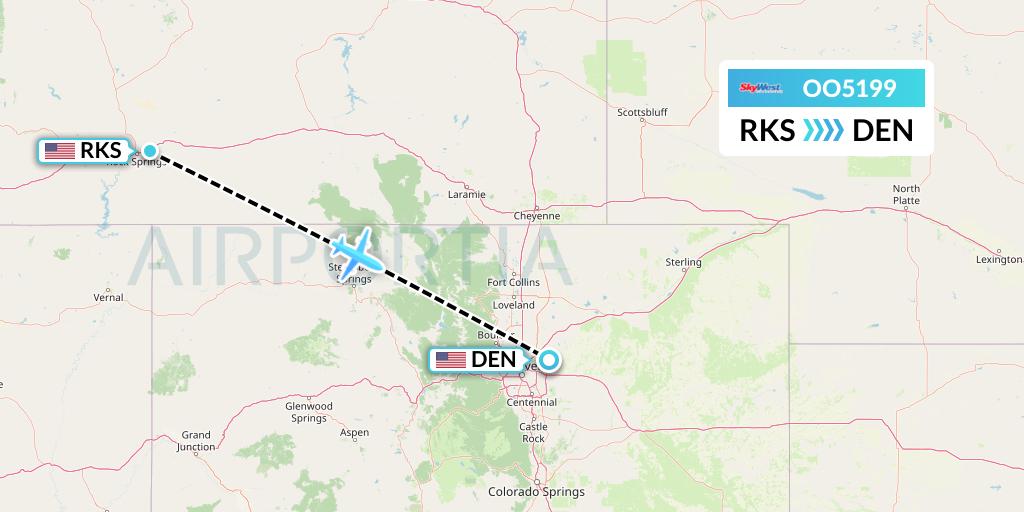 OO5199 SkyWest Airlines Flight Map: Rock Springs to Denver