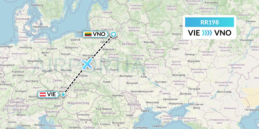 RR198 Royal Air Force Flight Map: Vienna to Vilnius