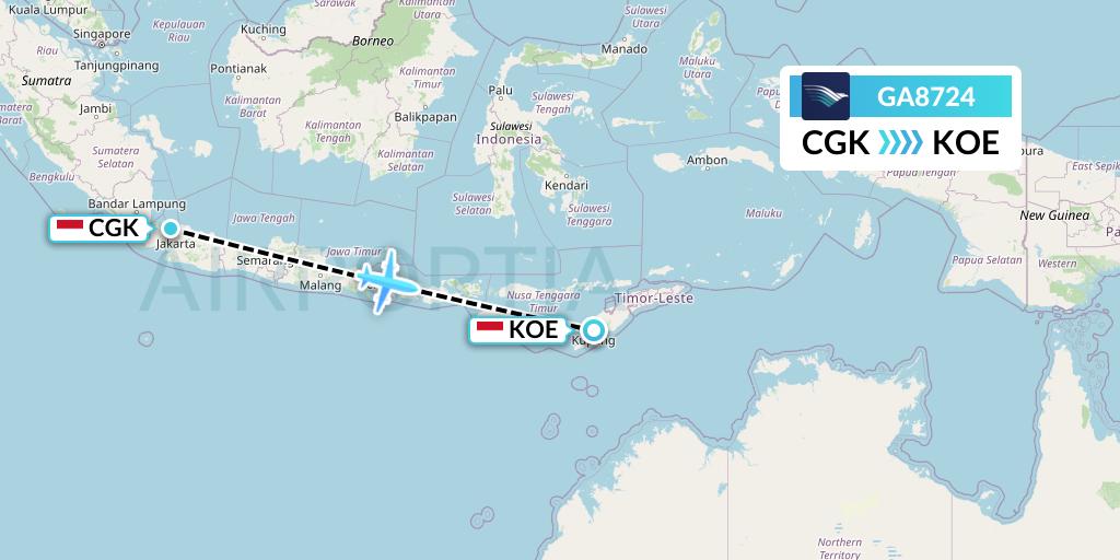 GA8724 Garuda Indonesia Flight Map: Jakarta to Kupang