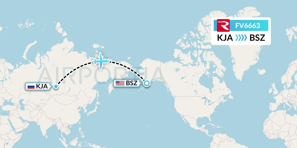 FV6663 Rossiya Flight Map: Krasnoyarsk to Egegik