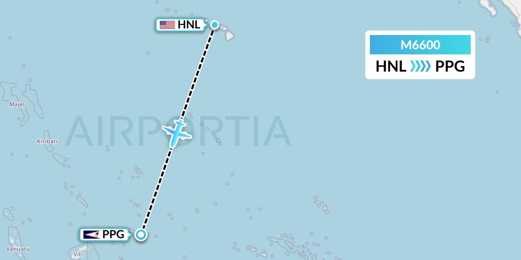 M6600 Amerijet International Flight Map: Honolulu to Pago Pago