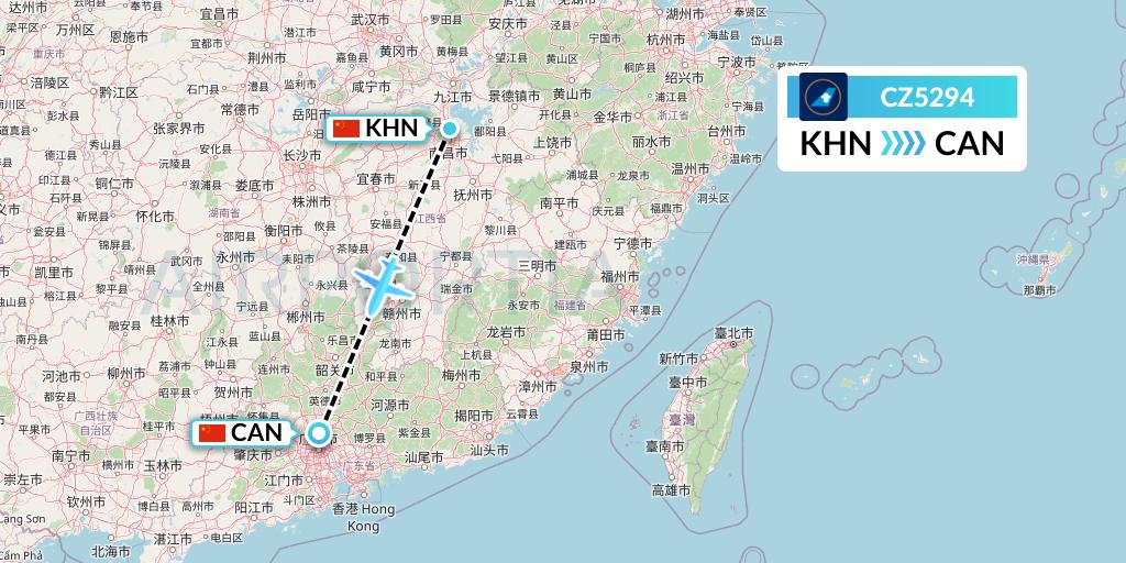 CZ5294 China Southern Airlines Flight Map: Nanchang to Guangzhou