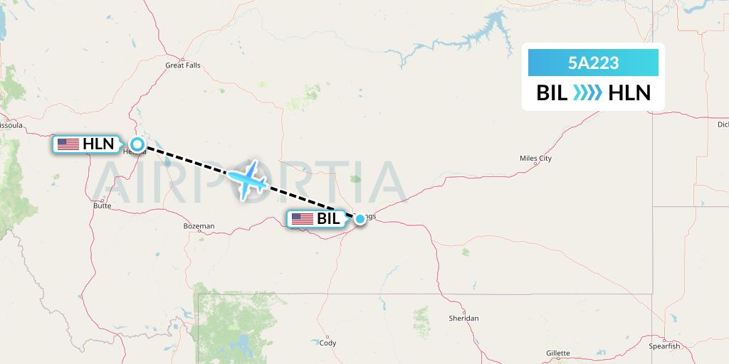 5A223 Alpine Air Express Flight Map: Billings to Helena