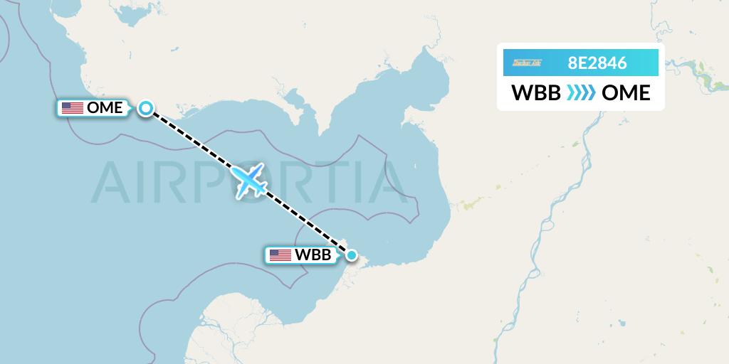 8E2846 Bering Air Flight Map: Stebbins to Nome