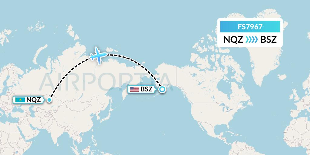FS7967 Flyr Flight Map: Astana to Egegik