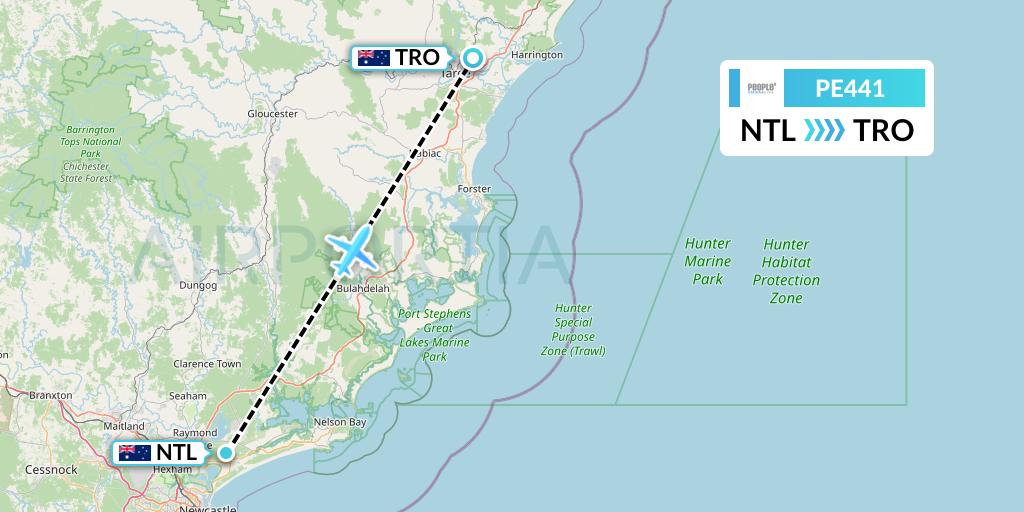 PE441 People's Viennaline Flight Map: Newcastle to Taree