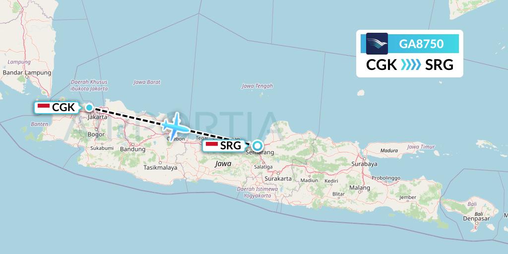 GA8750 Garuda Indonesia Flight Map: Jakarta to Semarang
