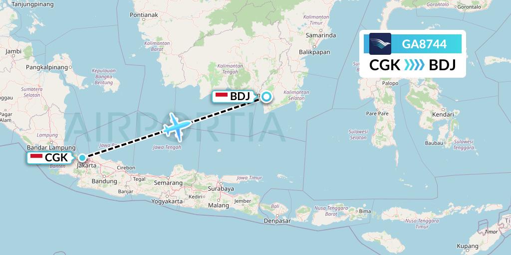GA8744 Garuda Indonesia Flight Map: Jakarta to Banjarmasin