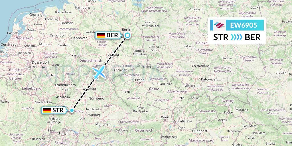 EW6905 Eurowings Flight Map: Stuttgart to Berlin