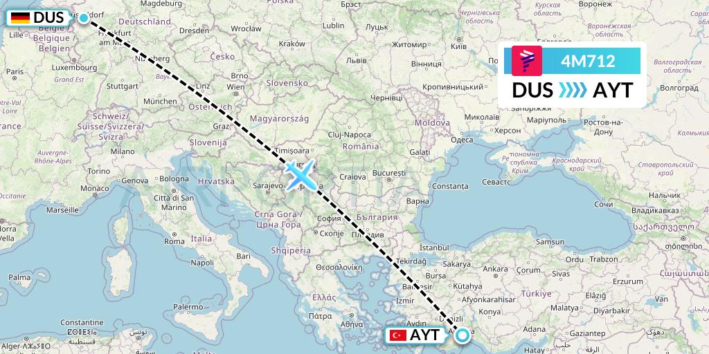 4M712 LATAM Airlines Argentina Flight Map: Dusseldorf to Antalya