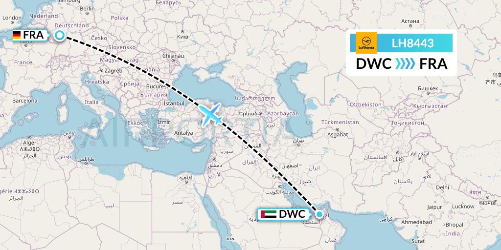 LH8443 Lufthansa Flight Map: Dubai to Frankfurt