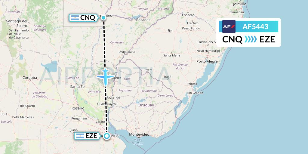 AF5443 Air France Flight Map: Corrientes to Buenos Aires