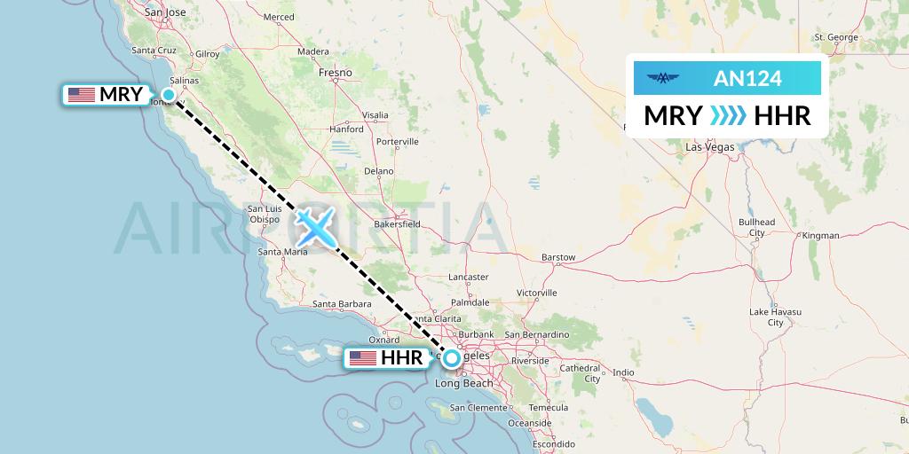 AN124 Advanced Air Flight Map: Monterey to Hawthorne