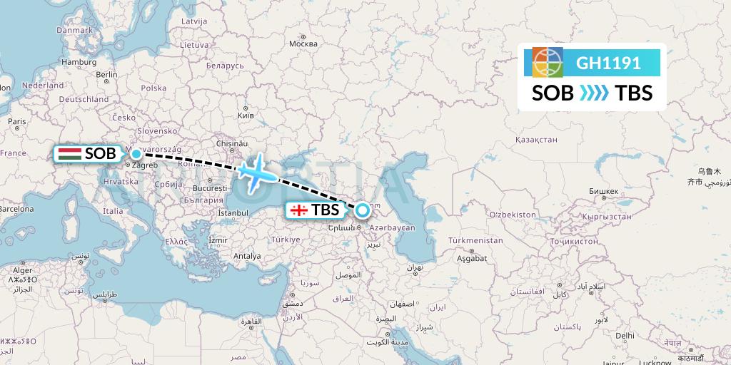 GH1191 Globus Flight Map: Sarmelleek to Tbilisi