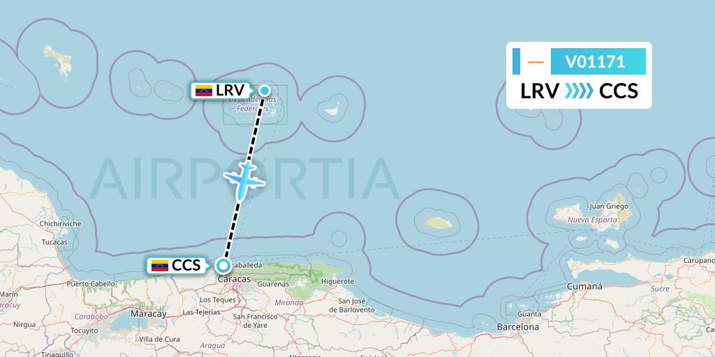 V01171 Conviasa Flight Map: Los Roques to Caracas