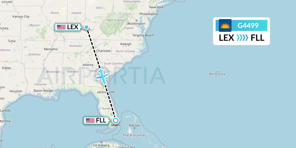 G4499 Allegiant Air Flight Map: Lexington to Fort Lauderdale