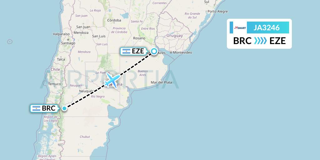 JA3246 JetSMART Flight Map: San Carlos de Bariloche to Buenos Aires