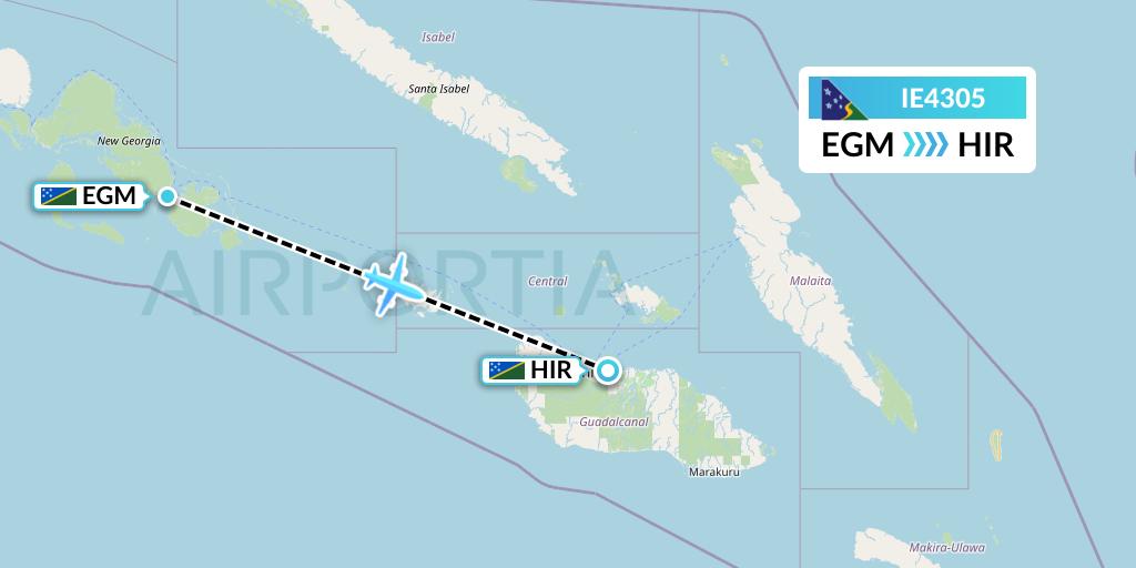 IE4305 Solomon Airlines Flight Map: Sege to Honiara