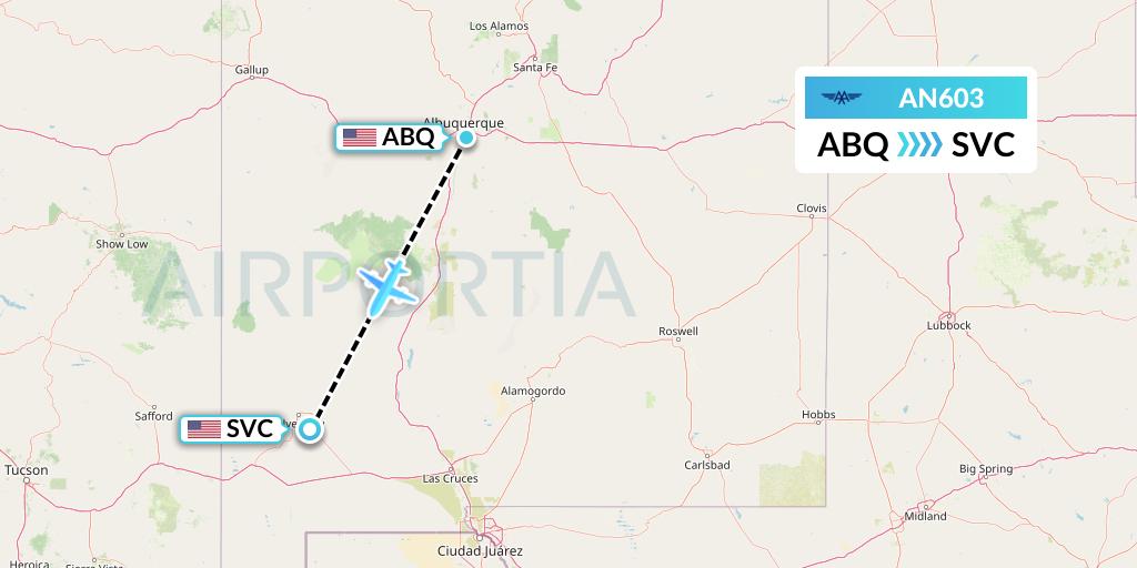 AN603 Advanced Air Flight Map: Albuquerque to Silver City