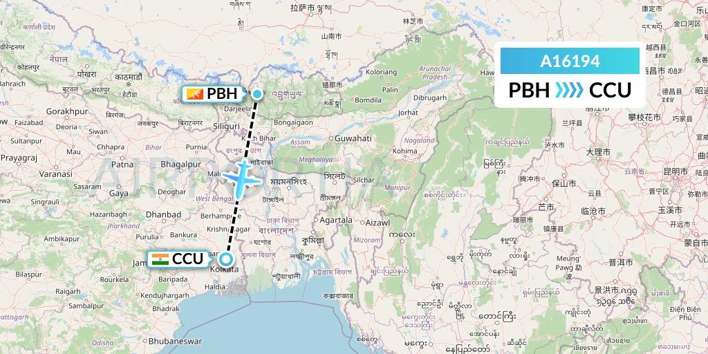 A16194 A.p.g. Distribution Systems Flight Map: Paro to Kolkata