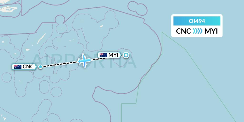 OI494 Hinterland Aviation Flight Map: Australia to Murray Island