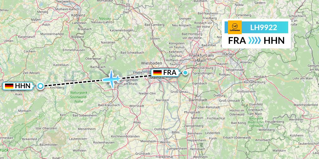 LH9922 Lufthansa Flight Map: Frankfurt to Hahn