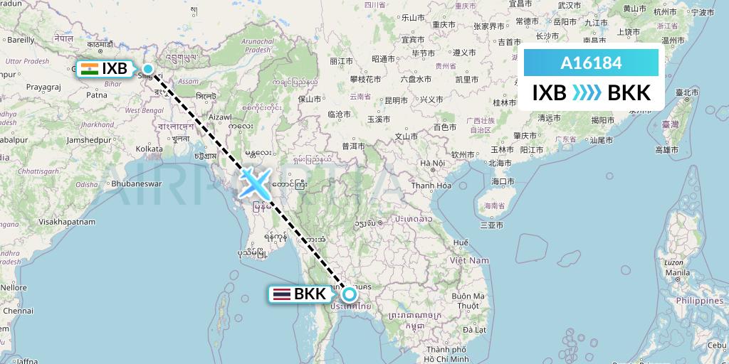 A16184 A.p.g. Distribution Systems Flight Map: Siliguri to Bangkok