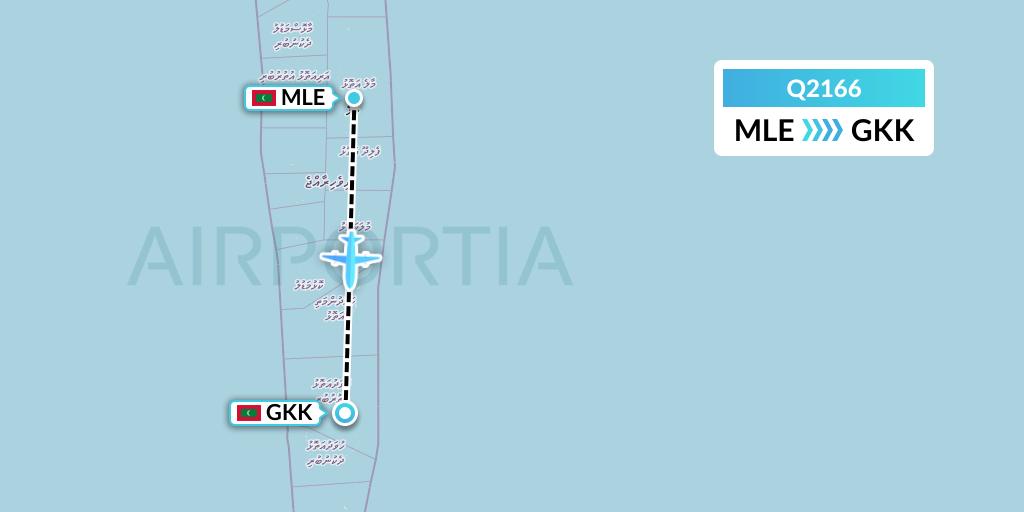 Q2166 Maldivian Flight Map: Male to Kooddoo Island