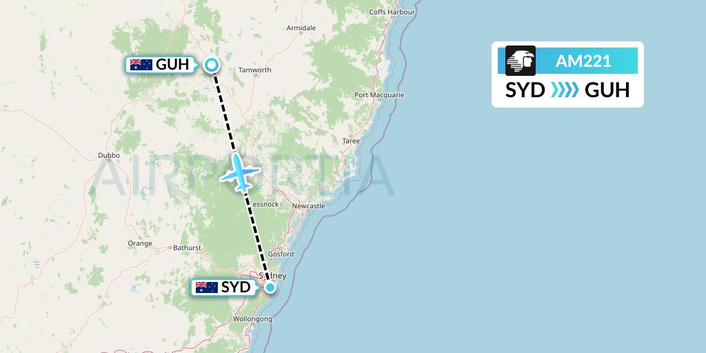 AM221 Aeromexico Flight Map: Sydney to Australia