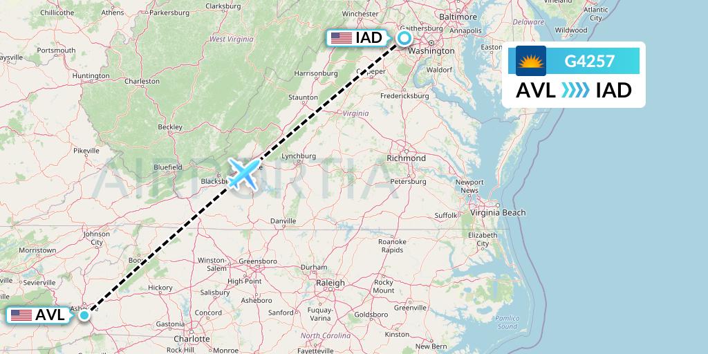 G4257 Allegiant Air Flight Map: Asheville to Washington