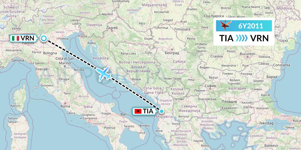6Y2011 SmartLynx Flight Map: Tirana to Verona