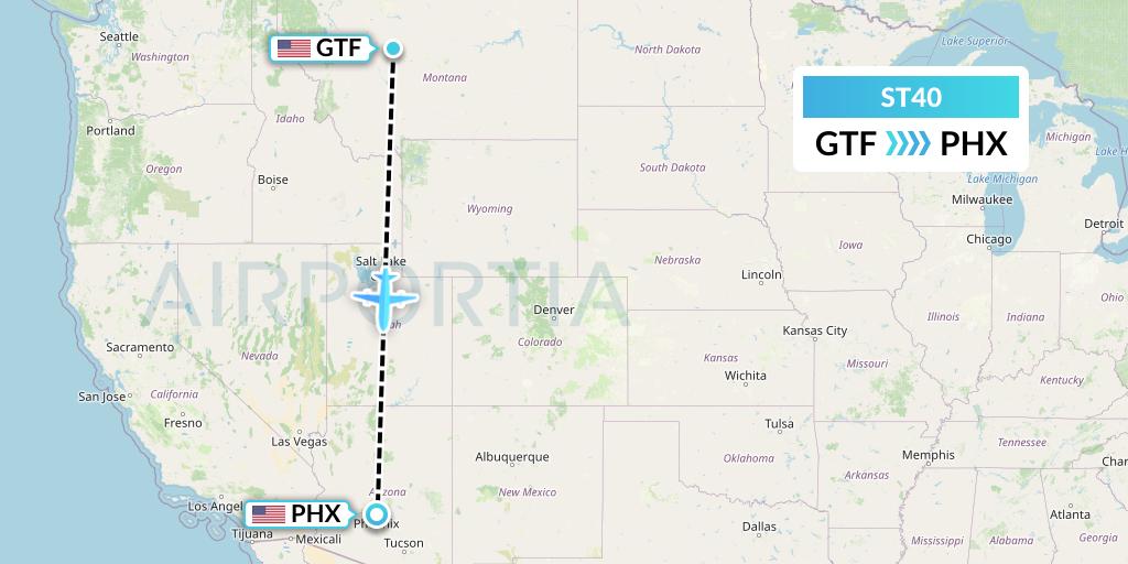 ST40 Air Thanlwin Flight Map: Great Falls to Phoenix