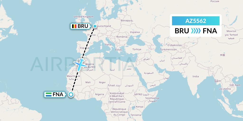 AZ5562 ITA Airways Flight Map: Brussels to Freetown