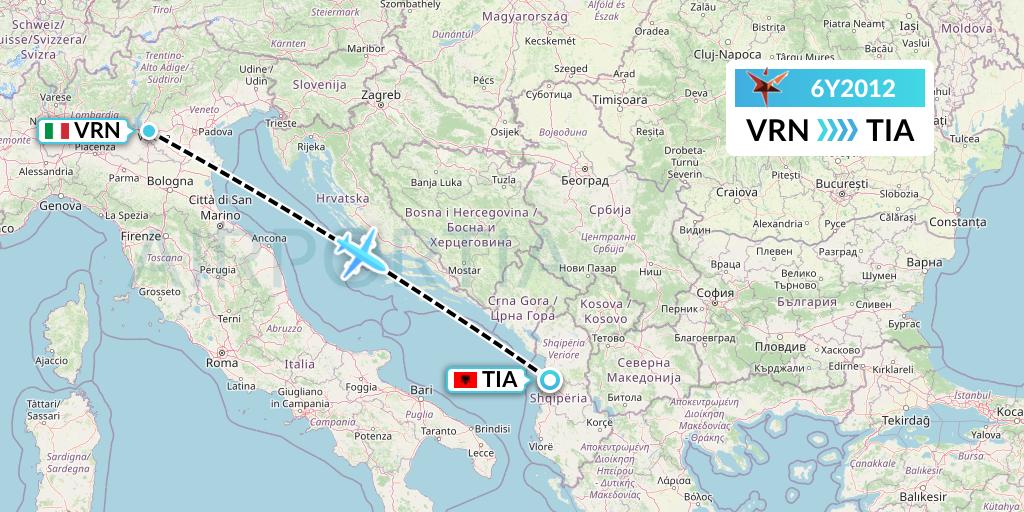 6Y2012 SmartLynx Flight Map: Verona to Tirana