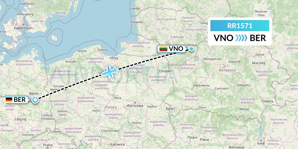 RR1571 Royal Air Force Flight Map: Vilnius to Berlin