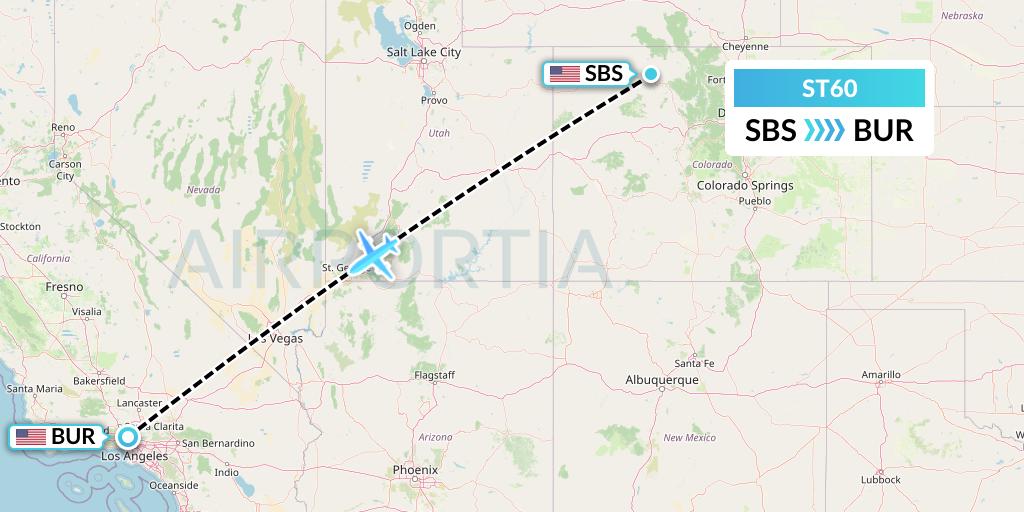 ST60 Air Thanlwin Flight Map: Steamboat Springs to Burbank