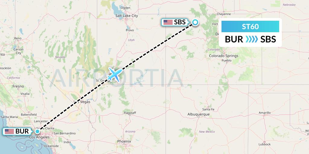ST60 Air Thanlwin Flight Map: Burbank to Steamboat Springs