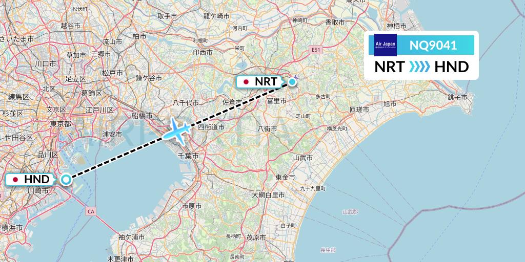 NQ9041 Air Japan Flight Map: Tokyo to Tokyo