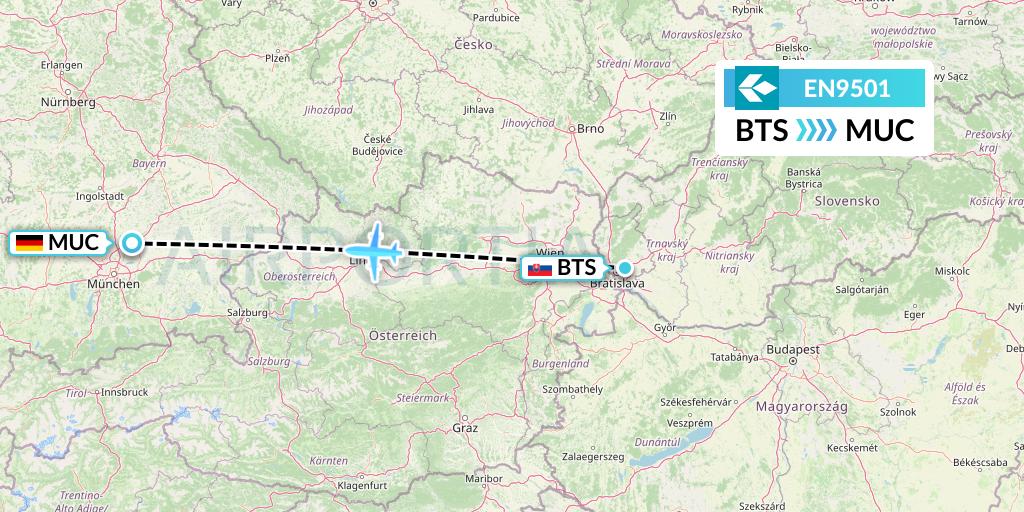 EN9501 Air Dolomiti Flight Map: Bratislava to Munich