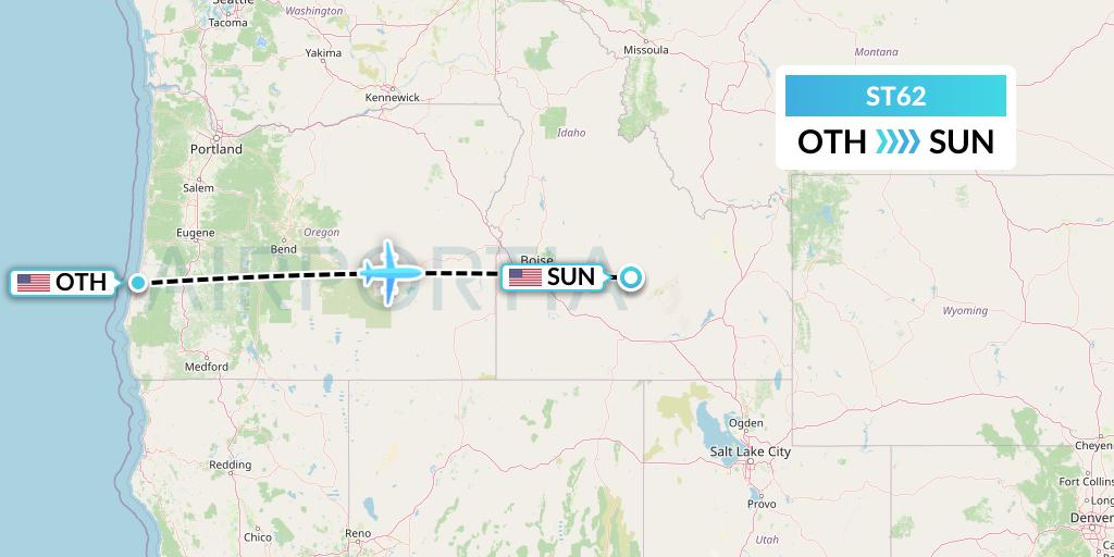 ST62 Air Thanlwin Flight Map: North Bend to Hailey