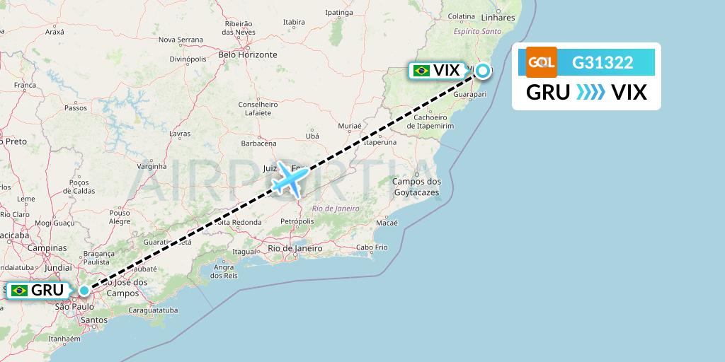 G31322 GOL Transportes Aeros Flight Map: Sao Paulo to Vitoria