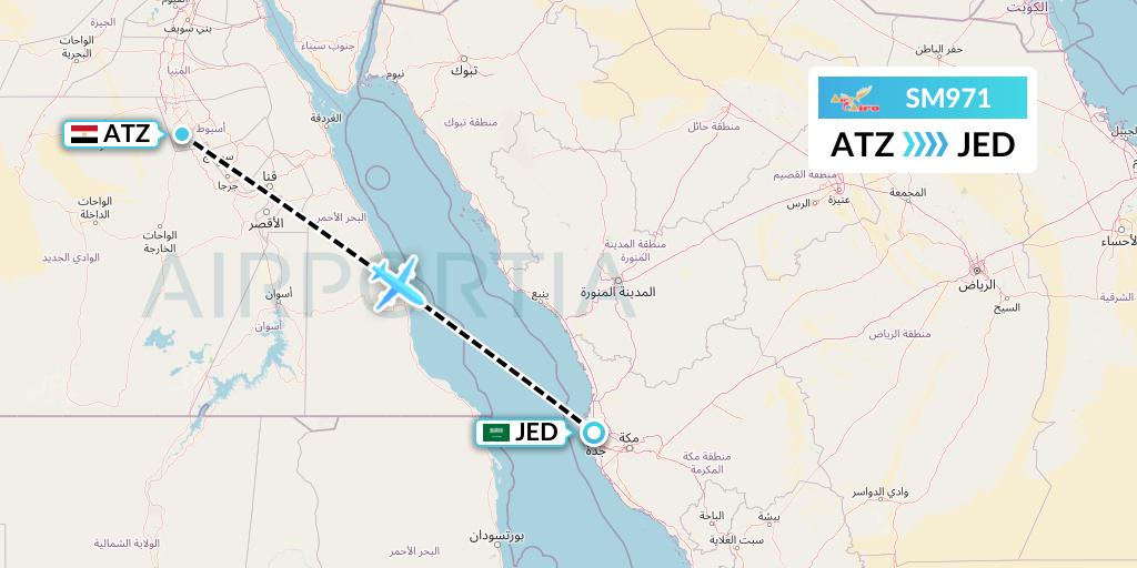 SM971 Air Cairo Flight Map: Assiut to Jeddah