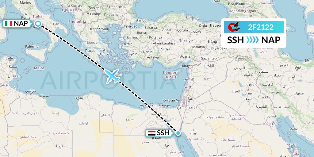2F2122 twoFlex Taxi Aereo Flight Map: Sharm el-Sheikh to Naples