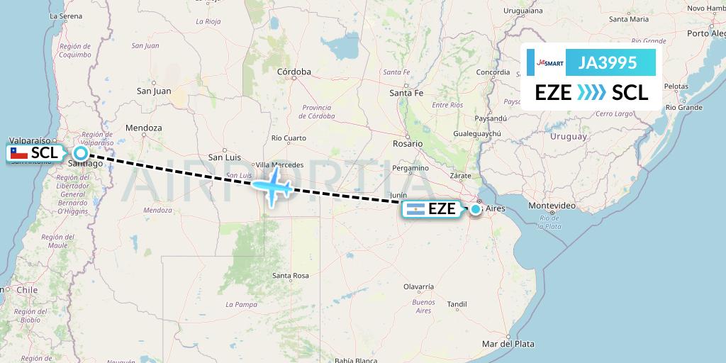 JA3995 JetSMART Flight Map: Buenos Aires to Santiago
