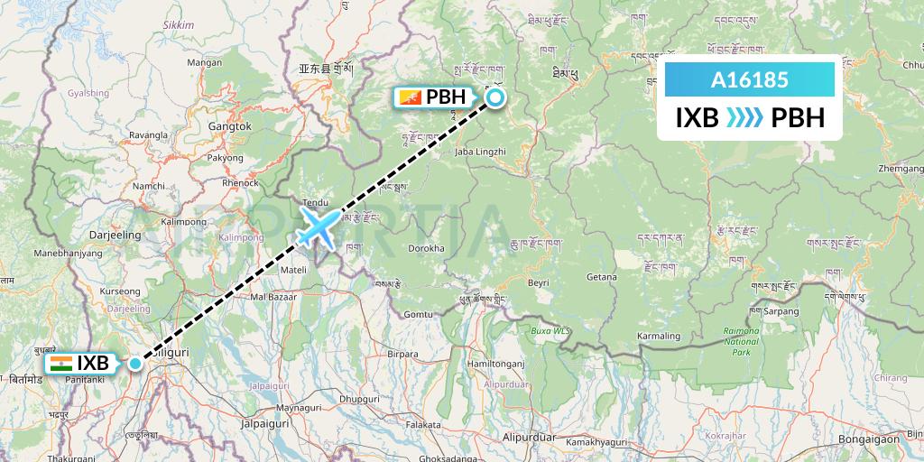 A16185 A.p.g. Distribution Systems Flight Map: Siliguri to Paro